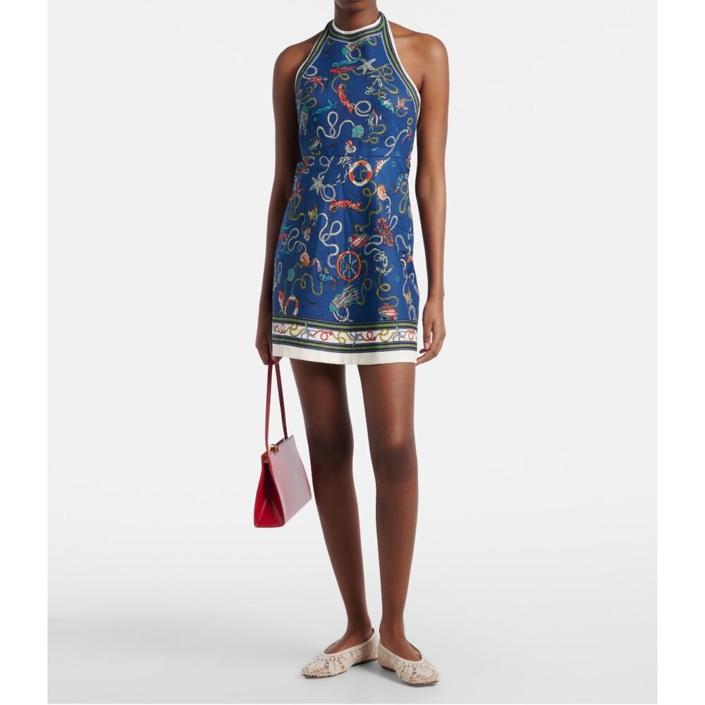 Alemais Cove printed halterneck linen minidress - Picture 2 of 7